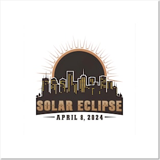 Solar Eclipse 2024 - City Silhouette Posters and Art